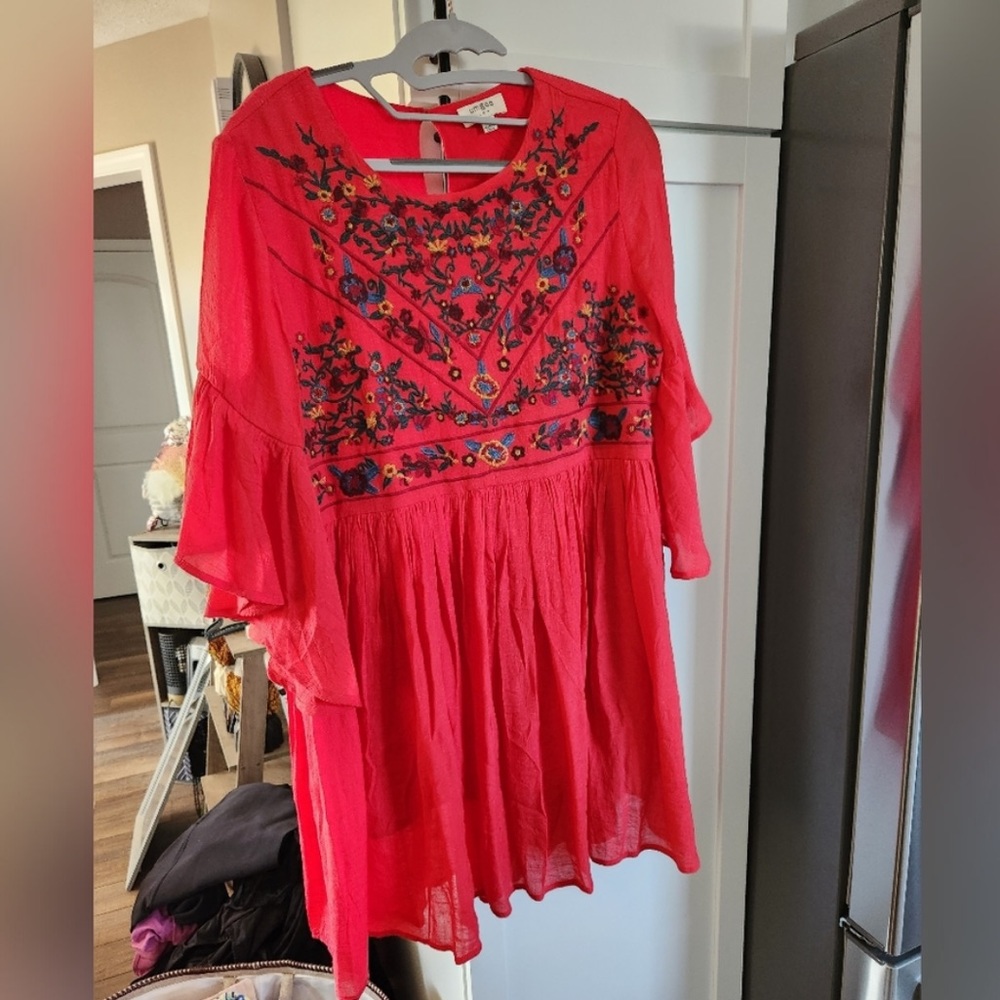 Embroidered Red Dress - Picture 1 of 3